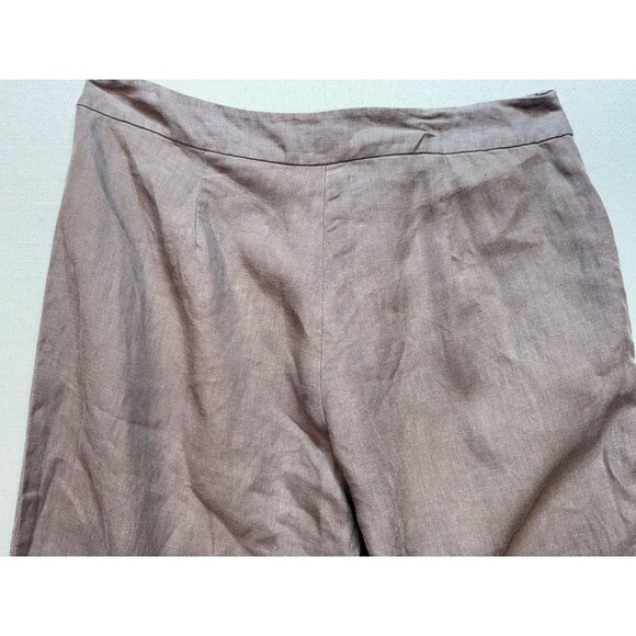 Eileen Fisher Womens Linen Relax Trouser Pants Flat Front Size M Chocolate Brown - Picture 8 of 8